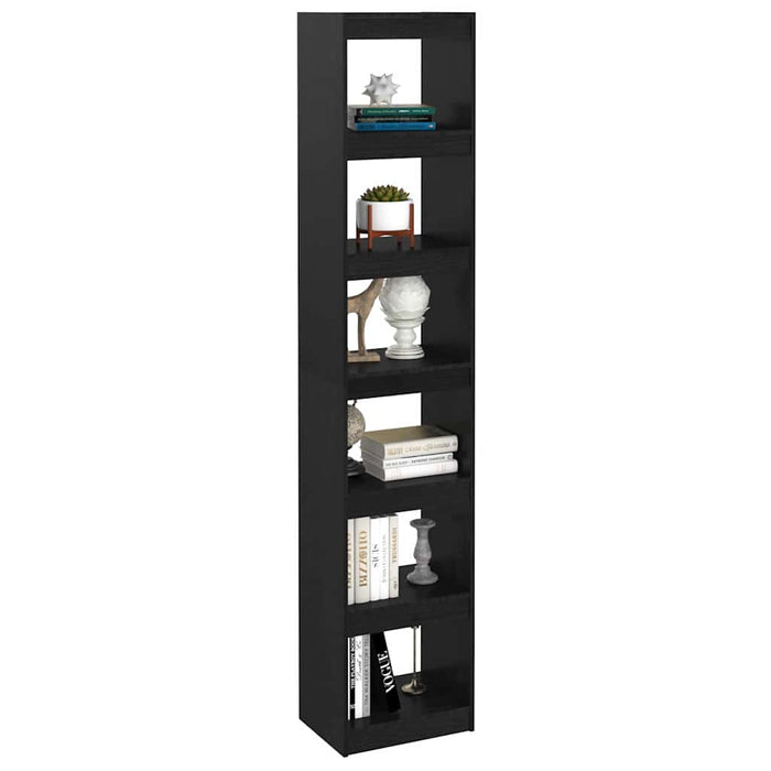 Bibliotecă/Separator cameră negru 40x30x199 cm lemn masiv pin WALTI