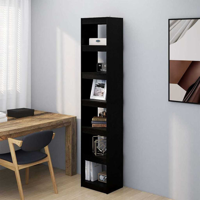 Bibliotecă/Separator cameră negru 40x30x199 cm lemn masiv pin WALTI