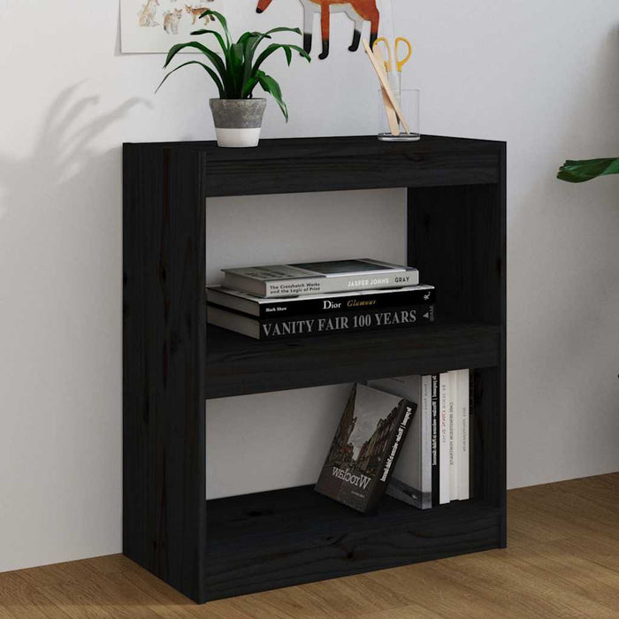 Bibliotecă/Separator cameră,negru,60x30x71,5 cm, lemn masiv pin WALTI