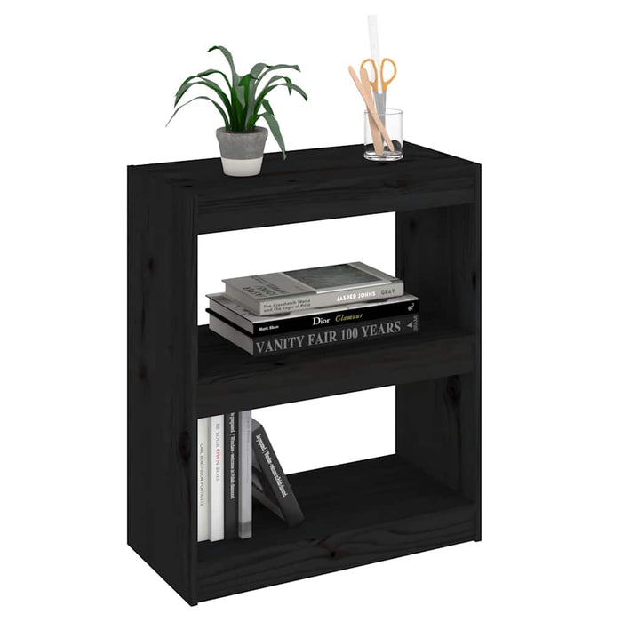 Bibliotecă/Separator cameră,negru,60x30x71,5 cm, lemn masiv pin WALTI