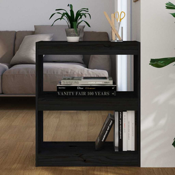 Bibliotecă/Separator cameră,negru,60x30x71,5 cm, lemn masiv pin WALTI