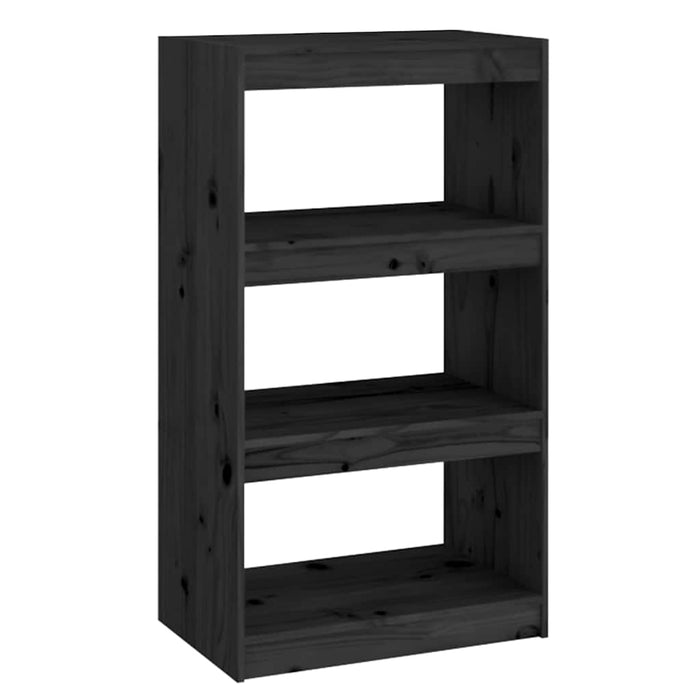 Bibliotecă/Separator cameră negru 60x30x103,5 cm lemn masiv pin WALTI