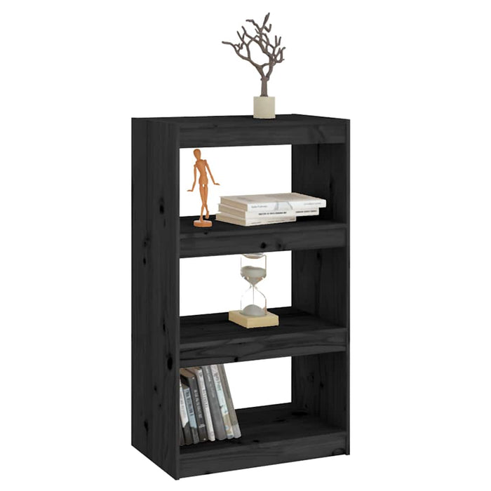 Bibliotecă/Separator cameră negru 60x30x103,5 cm lemn masiv pin WALTI