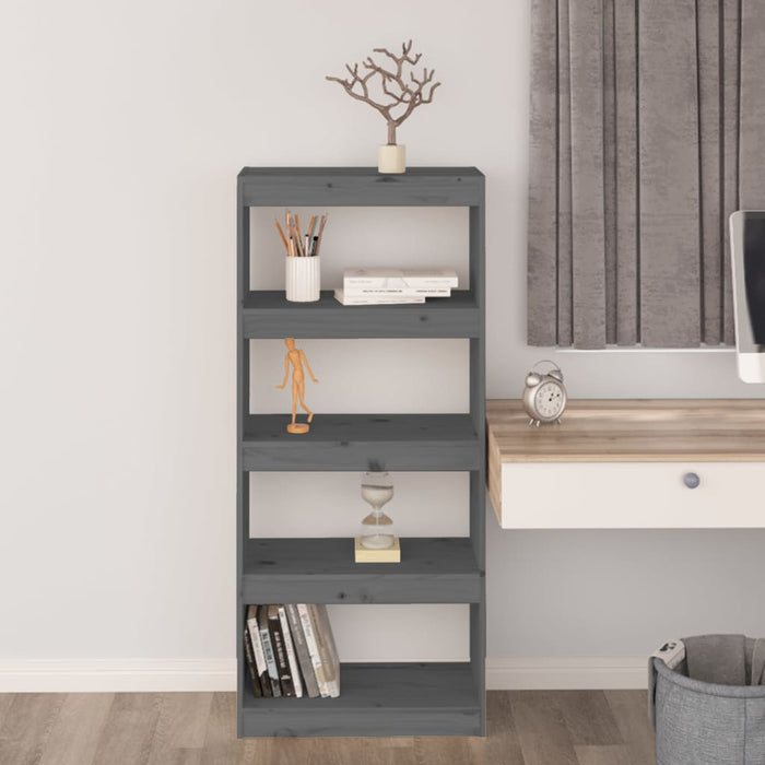 Bibliotecă/Separator cameră gri, 60x30x135,5 cm, lemn masiv pin - WALTI WALTI