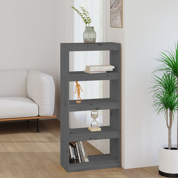 Bibliotecă/Separator cameră gri, 60x30x135,5 cm, lemn masiv pin - WALTI WALTI