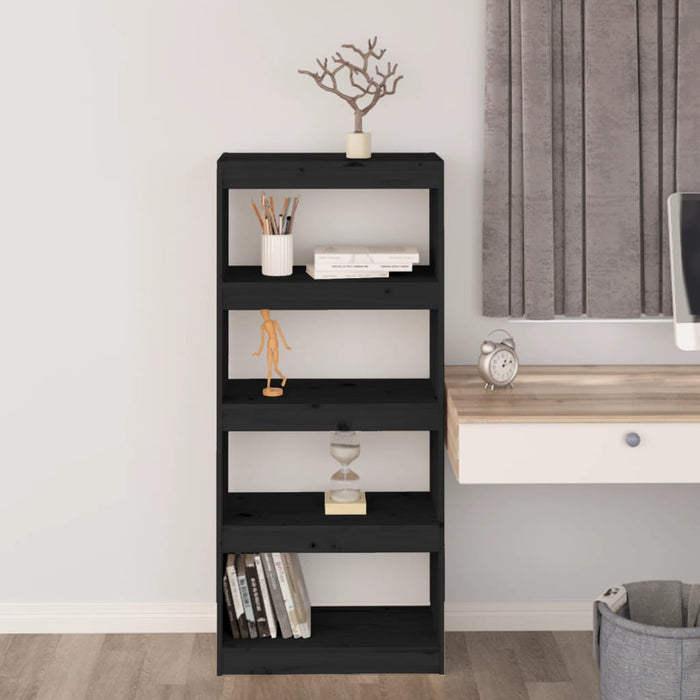 Bibliotecă/Separator cameră negru 60x30x135,5 cm lemn masiv pin - WALTI WALTI