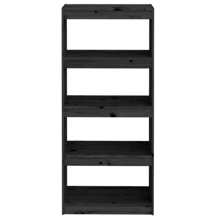 Bibliotecă/Separator cameră negru 60x30x135,5 cm lemn masiv pin - WALTI WALTI