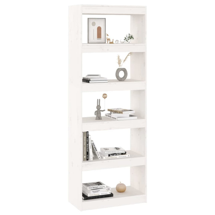Bibliotecă/Separator cameră, alb, 60x30x167,5cm, lemn masiv pin WALTI