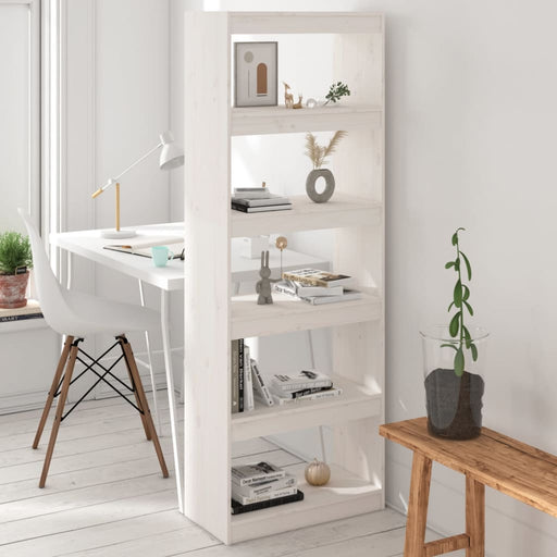Bibliotecă/Separator cameră, alb, 60x30x167,5cm, lemn masiv pin - WALTI WALTI
