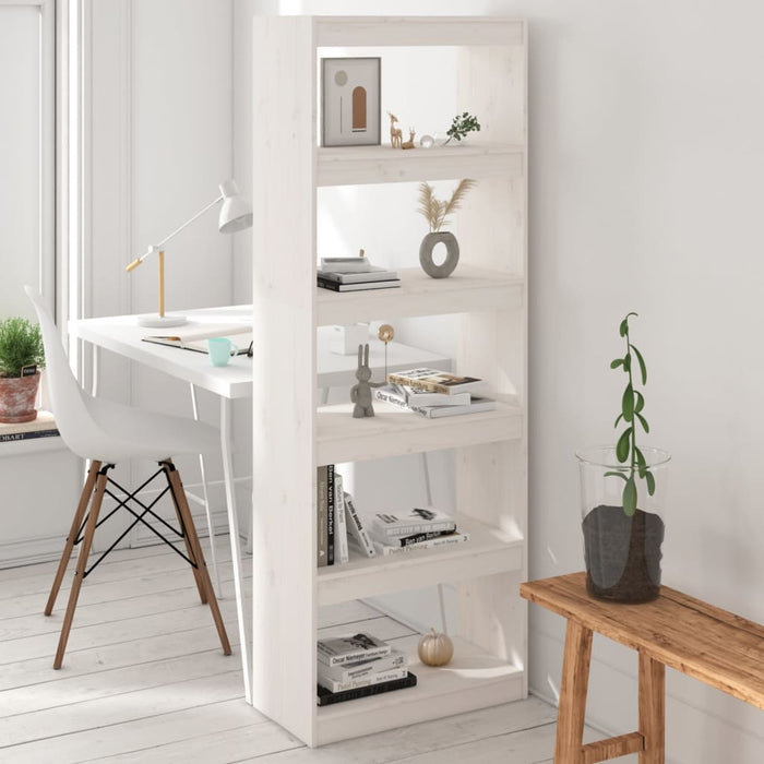 Bibliotecă/Separator cameră, alb, 60x30x167,5cm, lemn masiv pin WALTI