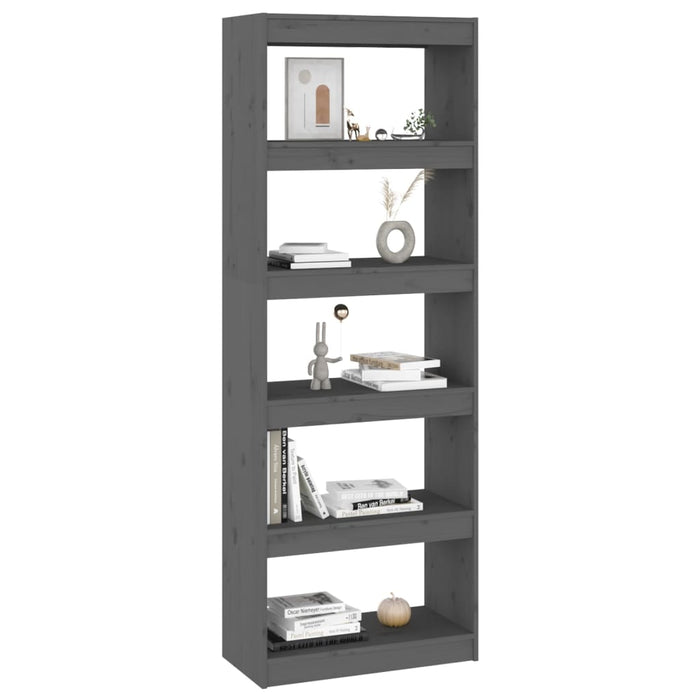 Bibliotecă/Separator cameră, gri, 60x30x167,5 cm lemn masiv pin WALTI