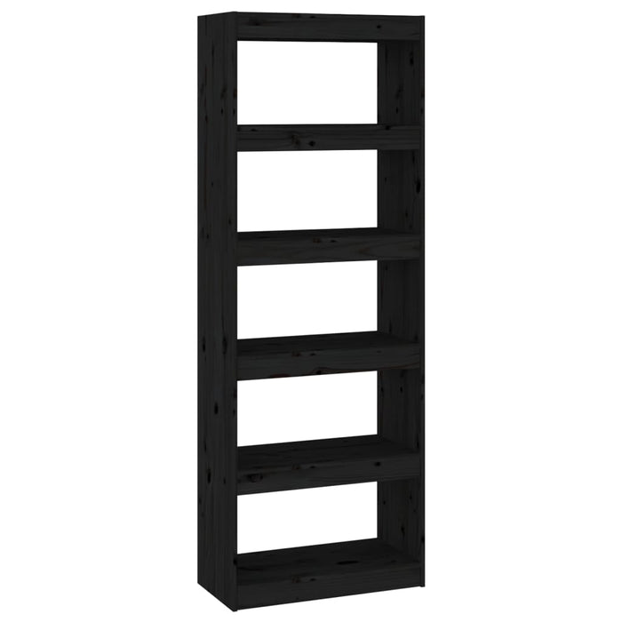 Bibliotecă/Separator cameră negru 60x30x167,5 cm lemn masiv pin - WALTI WALTI