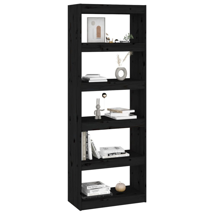 Bibliotecă/Separator cameră negru 60x30x167,5 cm lemn masiv pin - WALTI WALTI
