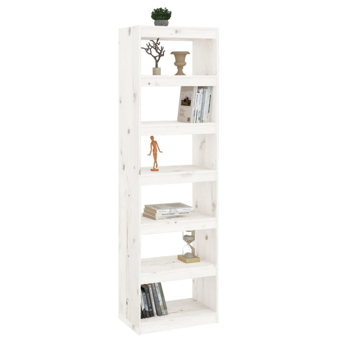 Bibliotecă/Separator cameră alb 60x30x199,5 cm lemn masiv pin - WALTI WALTI