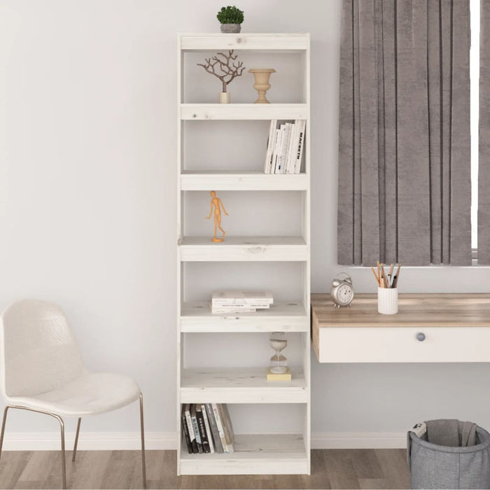 Bibliotecă/Separator cameră alb 60x30x199,5 cm lemn masiv pin - WALTI WALTI