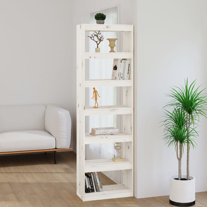 Bibliotecă/Separator cameră alb 60x30x199,5 cm lemn masiv pin - WALTI WALTI