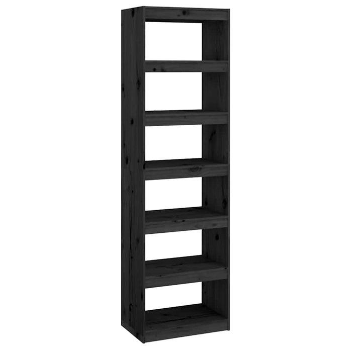 Bibliotecă/Separator cameră negru 60x30x199,5 cm lemn masiv pin WALTI