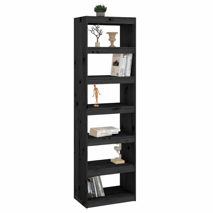 Bibliotecă/Separator cameră negru 60x30x199,5 cm lemn masiv pin WALTI