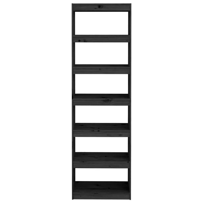 Bibliotecă/Separator cameră negru 60x30x199,5 cm lemn masiv pin WALTI