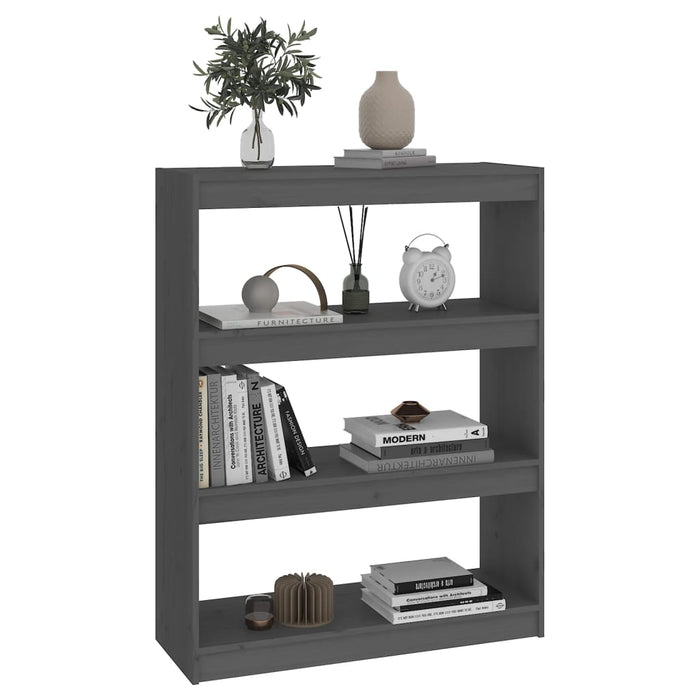 Bibliotecă/Separator cameră gri, 80x30x103,5 cm lemn masiv pin - WALTI WALTI