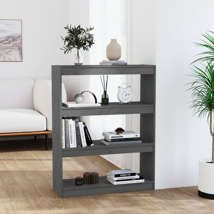 Bibliotecă/Separator cameră gri, 80x30x103,5 cm lemn masiv pin - WALTI WALTI