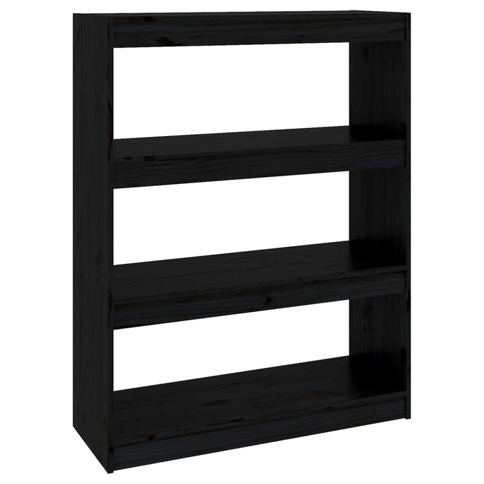 Bibliotecă/Separator cameră negru 80x30x103,5 cm lemn masiv pin - WALTI WALTI