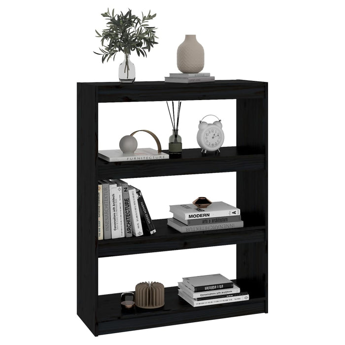 Bibliotecă/Separator cameră negru 80x30x103,5 cm lemn masiv pin - WALTI WALTI
