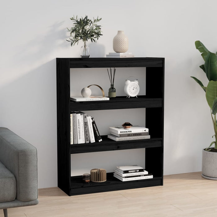 Bibliotecă/Separator cameră negru 80x30x103,5 cm lemn masiv pin - WALTI WALTI