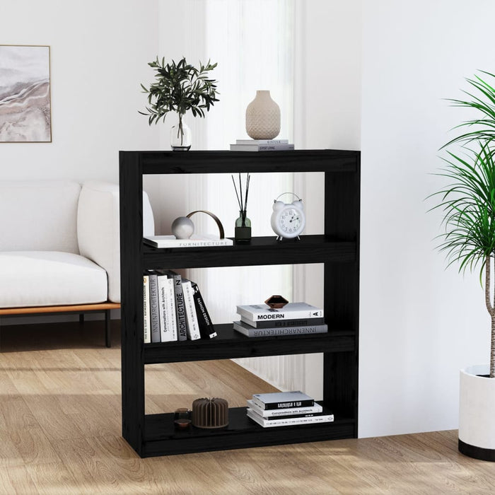 Bibliotecă/Separator cameră negru 80x30x103,5 cm lemn masiv pin - WALTI WALTI