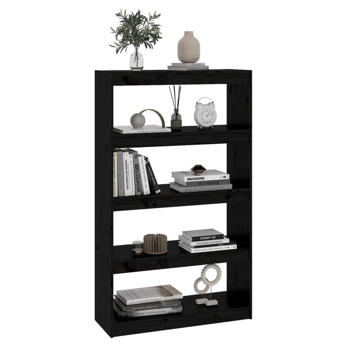 Bibliotecă/Separator cameră negru 80x30x135,5 cm lemn masiv pin - WALTI WALTI