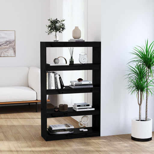 Bibliotecă/Separator cameră negru 80x30x135,5 cm lemn masiv pin - WALTI WALTI
