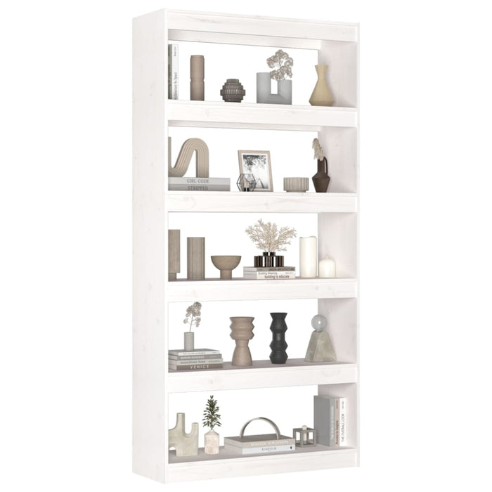 Bibliotecă/Separator cameră, alb, 80x30x167,4 cm lemn masiv pin - WALTI WALTI