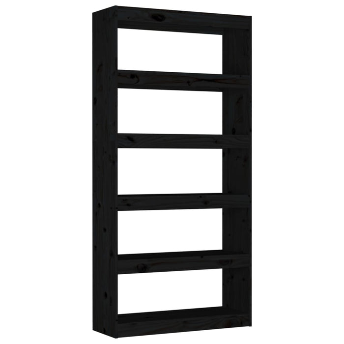 Bibliotecă/Separator cameră negru 80x30x167,4 cm lemn masiv pin - WALTI WALTI