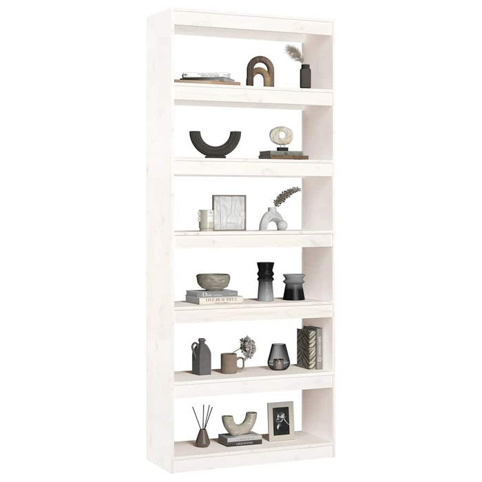 Bibliotecă/Separator cameră, alb, 80x30x199,5 cm lemn masiv pin - WALTI WALTI