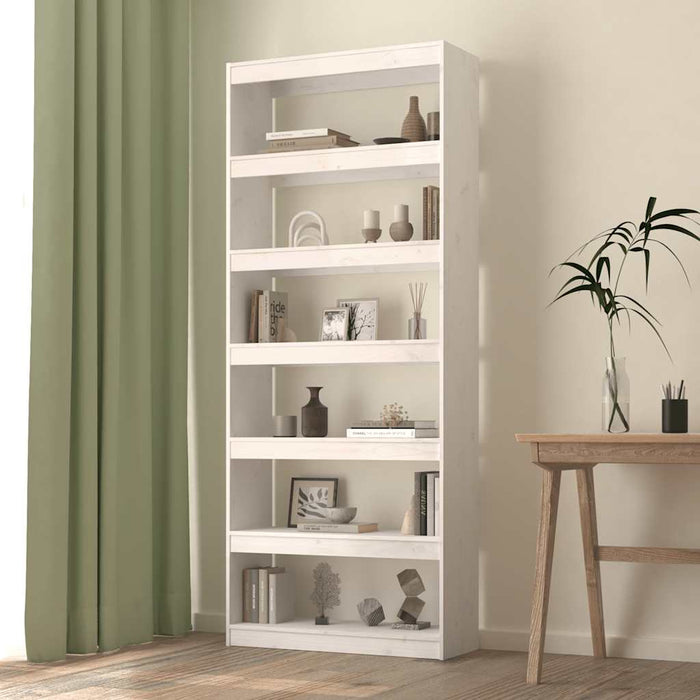 Bibliotecă/Separator cameră, alb, 80x30x199,5 cm lemn masiv pin - WALTI WALTI