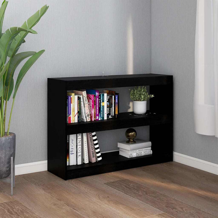 Bibliotecă/Separator cameră, negru, 100x30x71,5 cm, lemn de pin WALTI