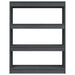 Bibliotecă/Separator cameră, gri, 100x30x103 cm, lemn masiv pin - WALTI WALTI