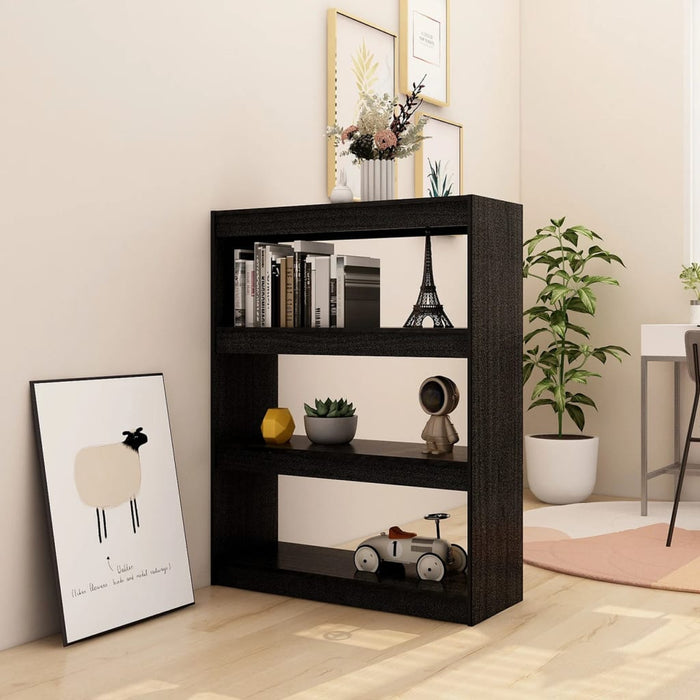 Bibliotecă/Separator cameră, negru, 100x30x103 cm, lemn de pin - WALTI WALTI
