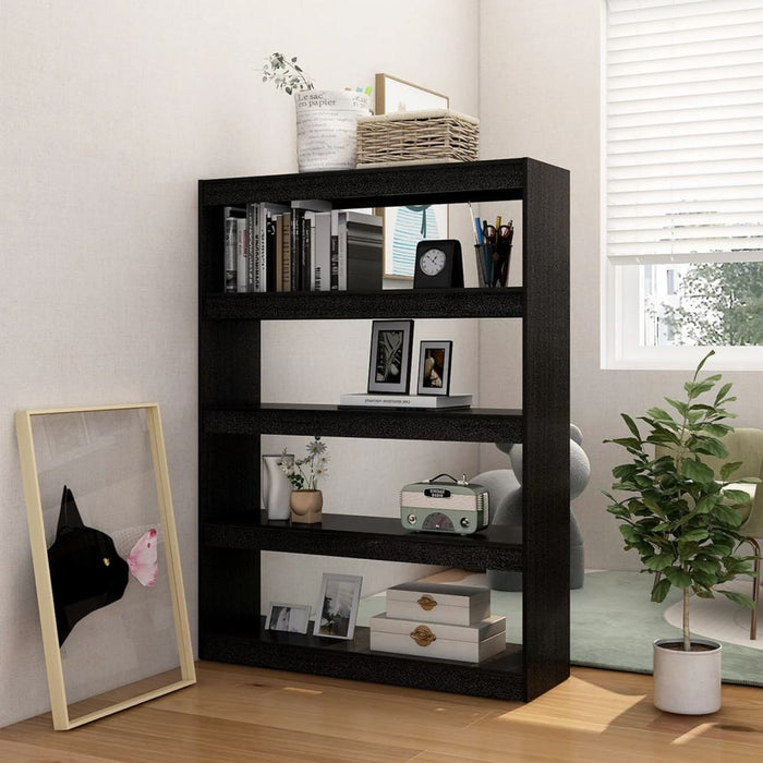 Bibliotecă/Separator cameră negru 100x30x135,5 cm lemn de pin - WALTI WALTI