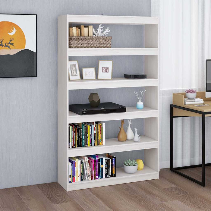 Bibliotecă/Separator cameră, alb 100x30x167,5 cm lemn masiv pin WALTI