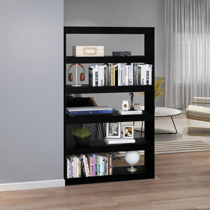 Bibliotecă/Separator cameră, negru,100x30x167,5 cm, pin masiv - WALTI WALTI
