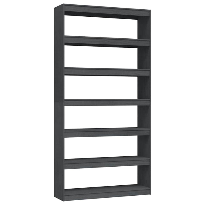 Bibliotecă/Separator cameră, gri, 100x30x200 cm, lemn masiv pin WALTI