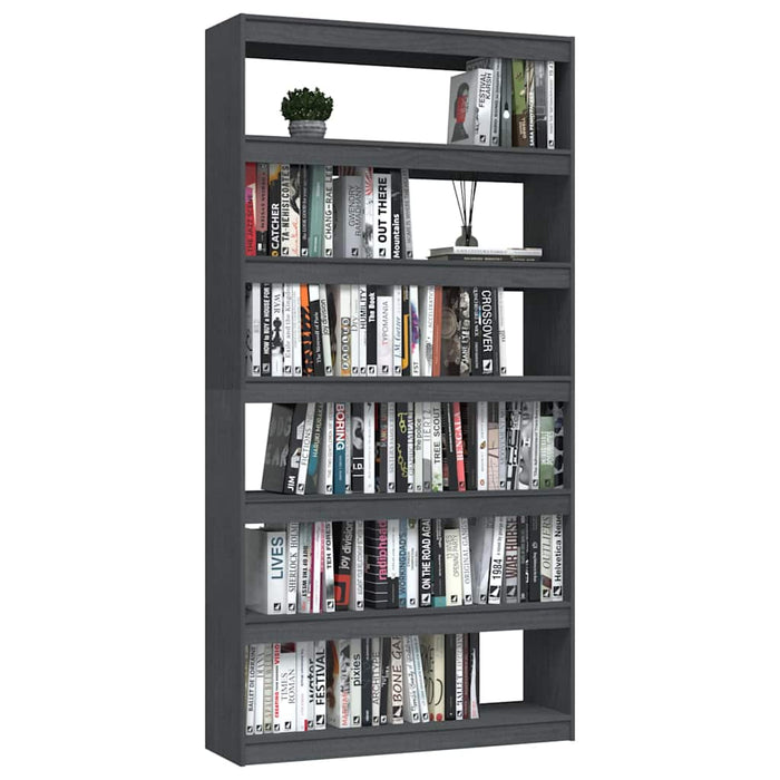 Bibliotecă/Separator cameră, gri, 100x30x200 cm, lemn masiv pin WALTI