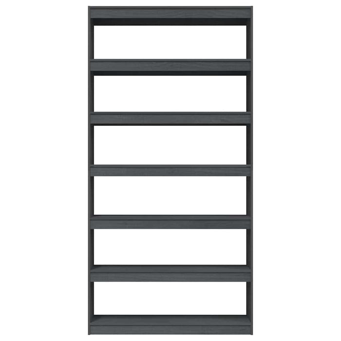 Bibliotecă/Separator cameră, gri, 100x30x200 cm, lemn masiv pin WALTI