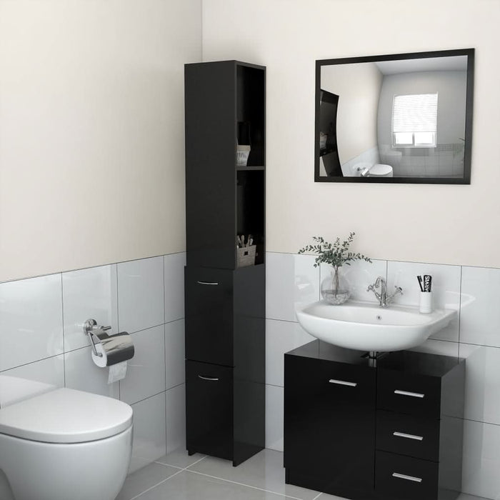 Dulap de baie, negru, 25x26,5x170 cm, lemn prelucrat - WALTI WALTI
