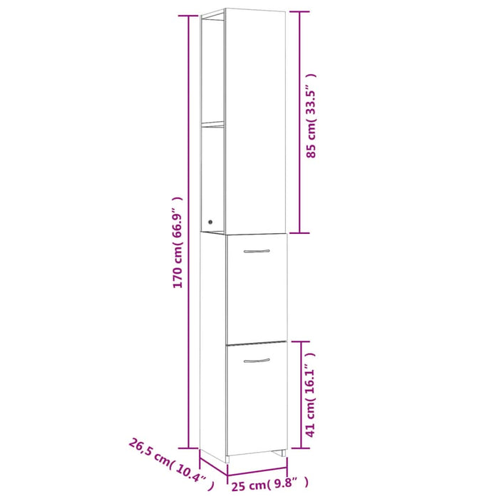 Dulap de baie, gri beton, 25x26,5x170 cm, lemn prelucrat - WALTI WALTI