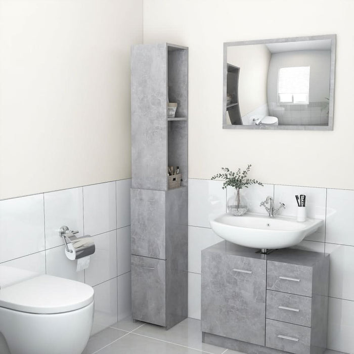 Dulap de baie, gri beton, 25x26,5x170 cm, lemn prelucrat - WALTI WALTI