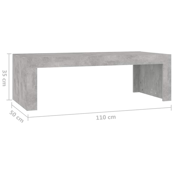 Măsuță de cafea, gri beton, 110x50x35 cm, lemn prelucrat WALTI