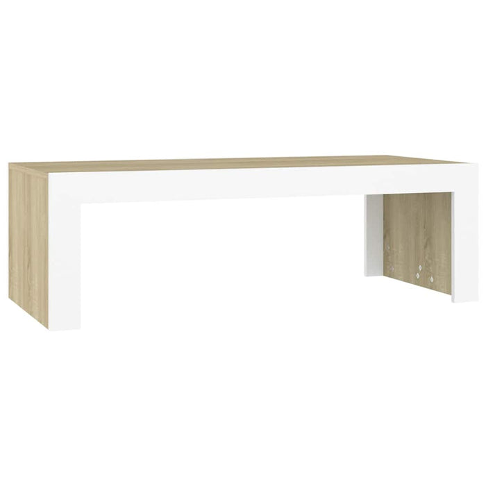 Măsuță de cafea alb și stejar sonoma 110x50x35cm lemn prelucrat WALTI