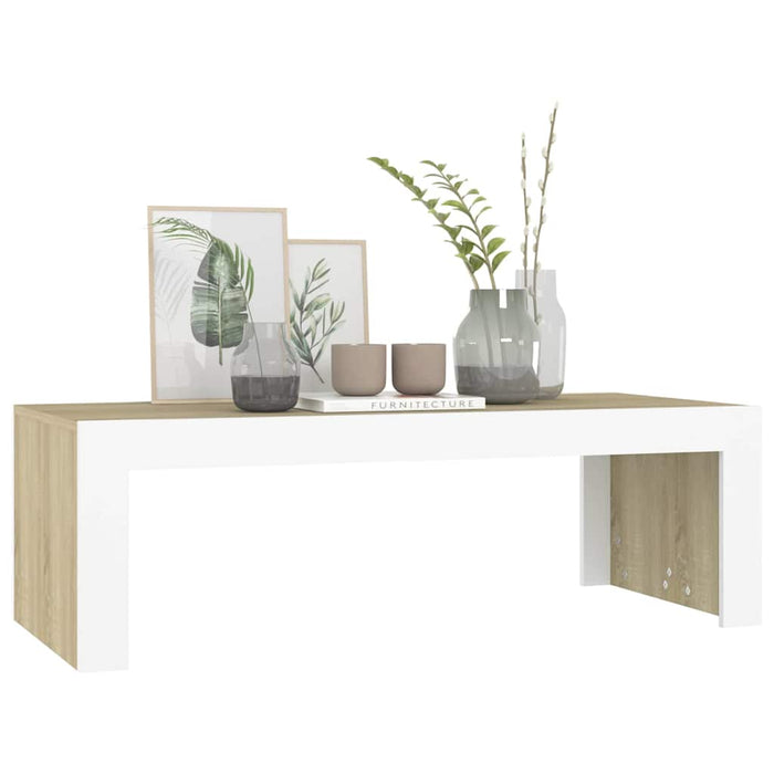 Măsuță de cafea alb și stejar sonoma 110x50x35cm lemn prelucrat WALTI